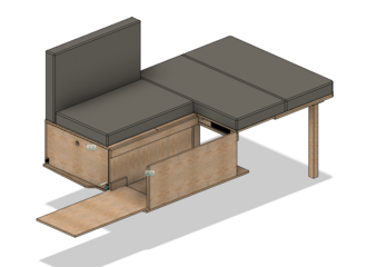 Sitzbetrieb der Campingbox mit Matratzen